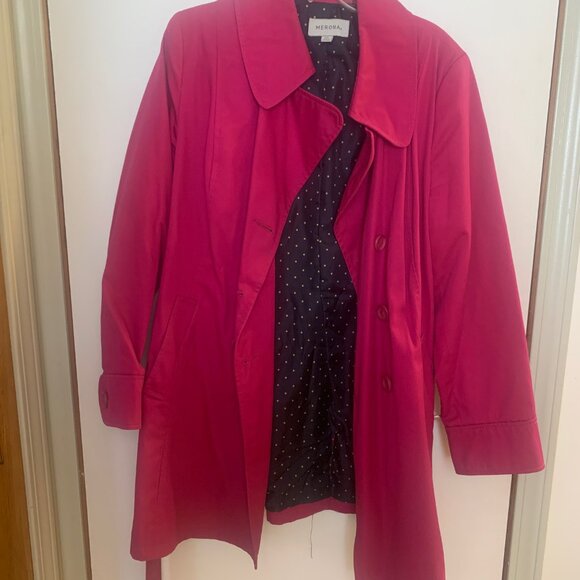 Merona women's fuchsia pink trench coat - Picture 2 of 2